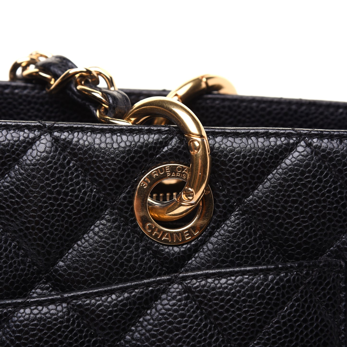 Caviar Quilted Grand Shopping Tote GST Black