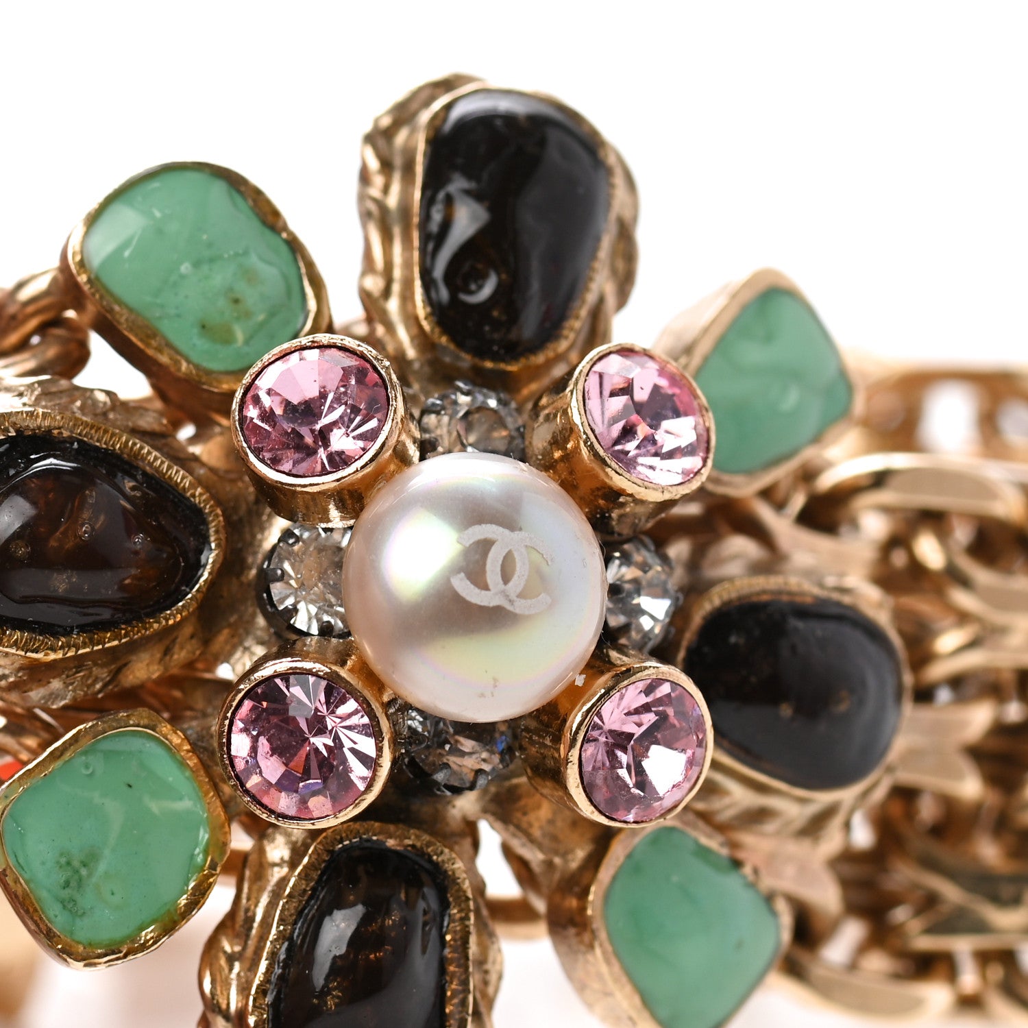Chanel Crystal Pearl Gripoix Bracelet Gold 4 of 9