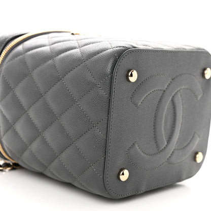 Chanel Caviar Quilted Small Top Handle Vanity Case With Chain Dark Grey 9 of 10