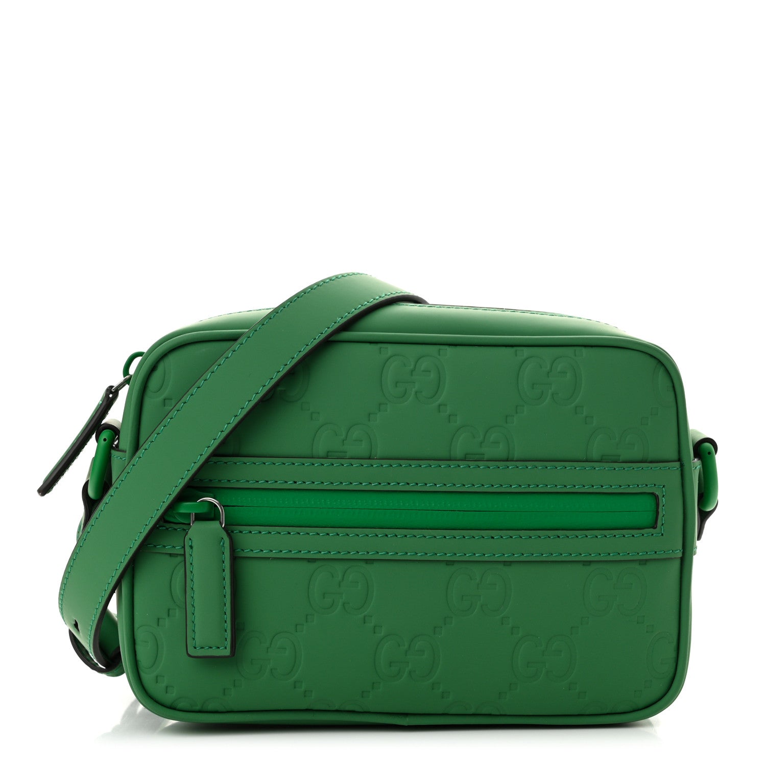 GUCCI ダークグリーン バッグ Gucci Rubber Effect Monogram GG Crossbody Bag New Shamrock 1567329