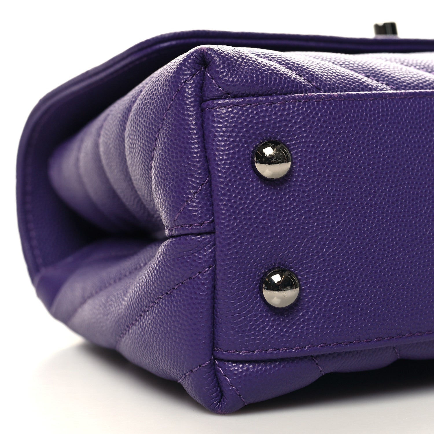 Chanel Caviar Chevron Quilted Mini Coco Handle Flap Purple 9 of 10