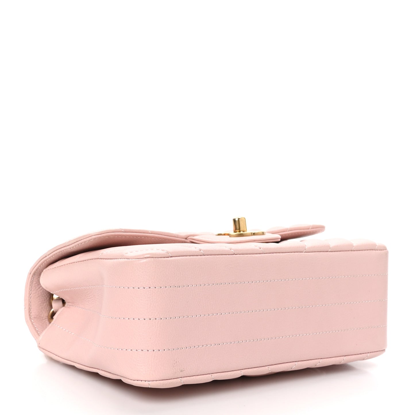 Calfskin Chevron Quilted Mini Rectangular Flap Light Pink