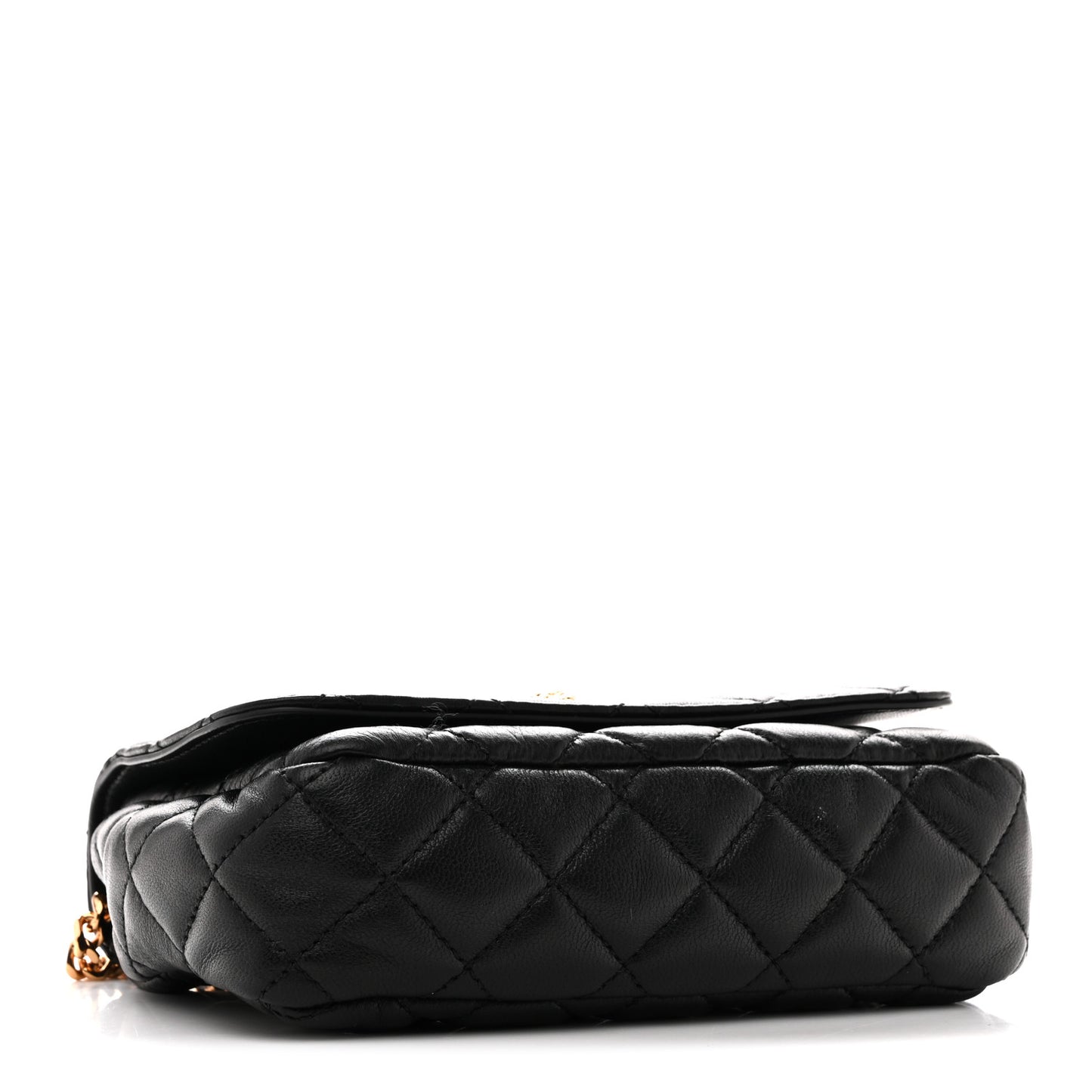 Nappa Quilted Small Medusa Chain Crossbody Black