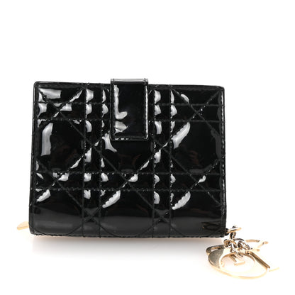 Christian Dior Patent Cannage Lady Dior Eden Wallet Black 1 of 7