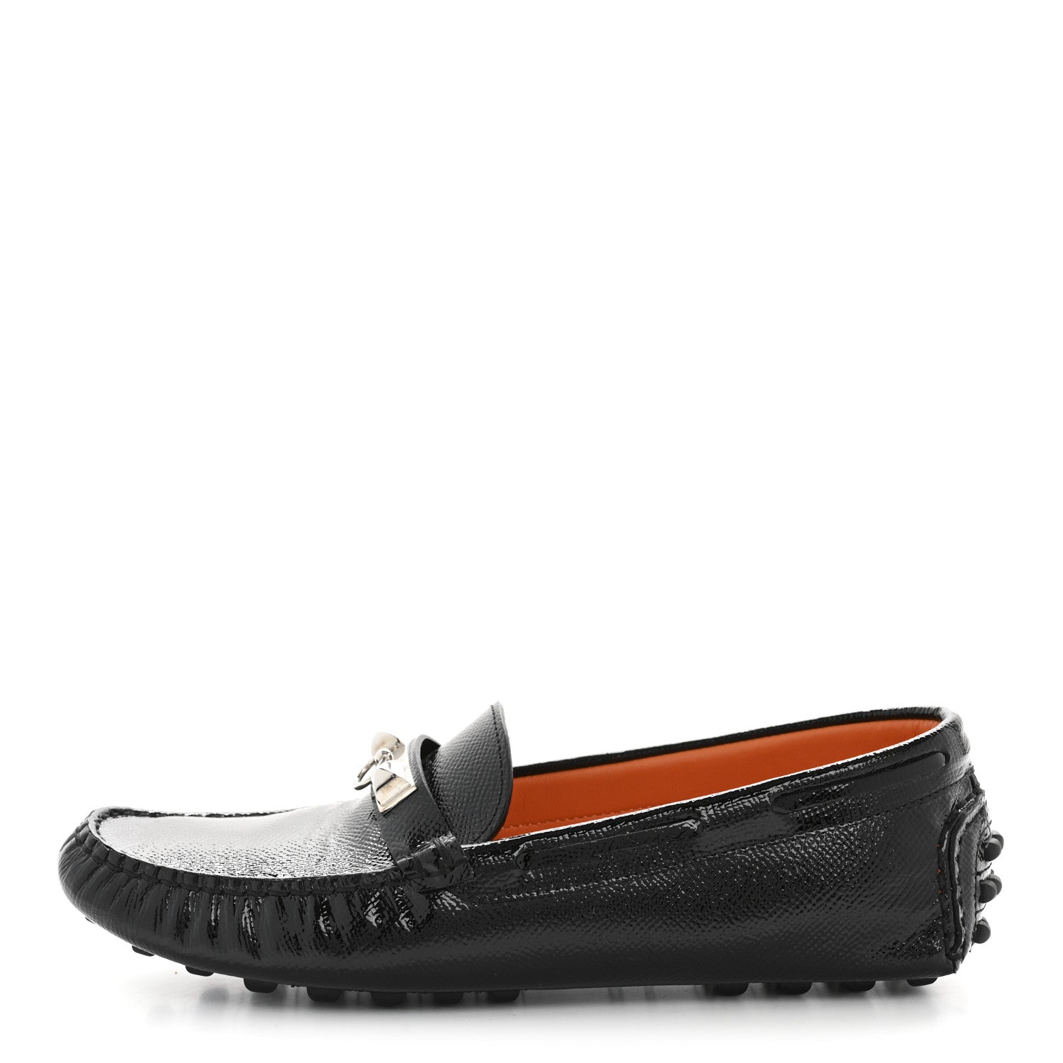 Hermes Patent Epsom Womens Irving Driving Moccasin Loafers 37 Black 1 of 22