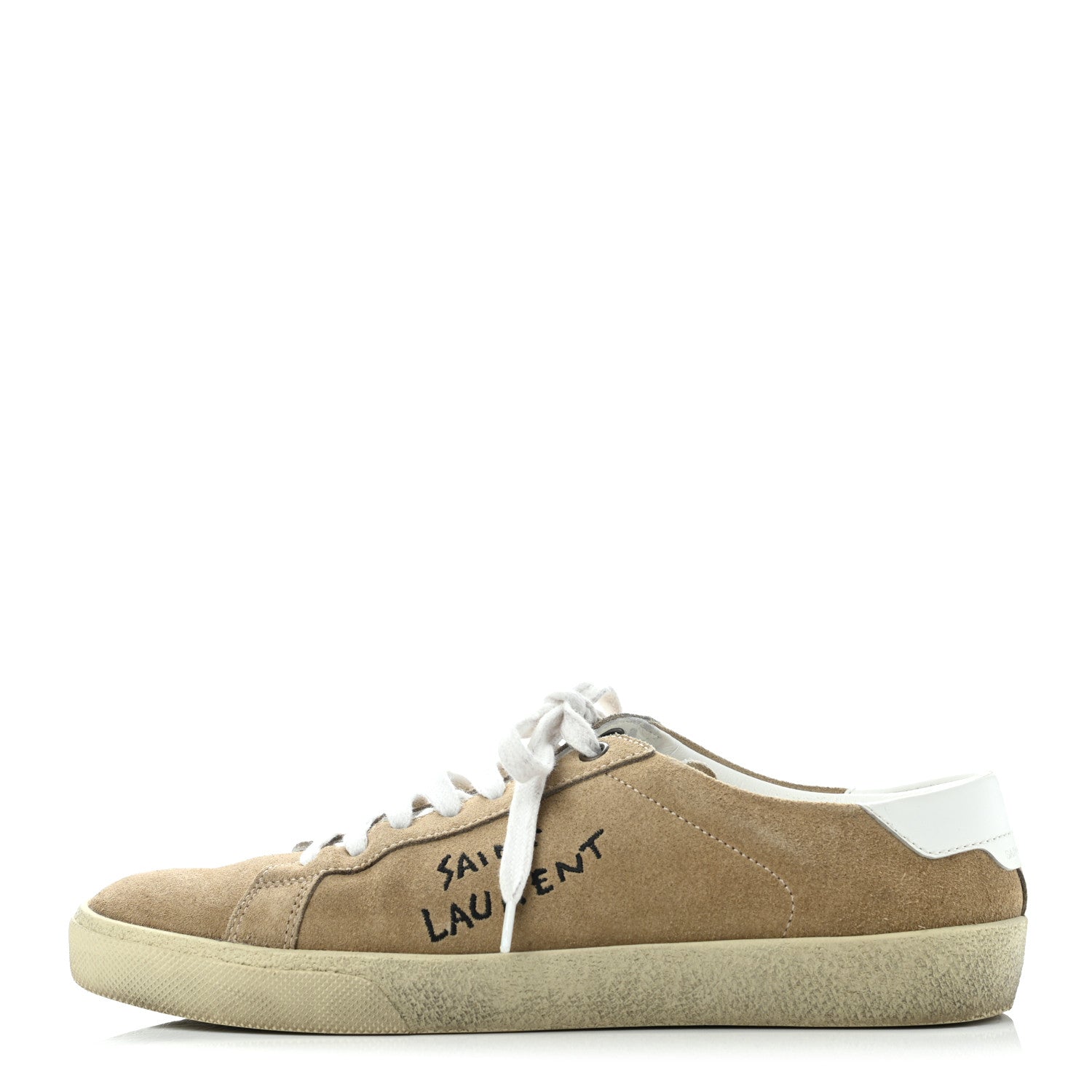 Saint Laurent Distressed Suede Womens Court Classic Sneakers 40 Desert 1 of 13