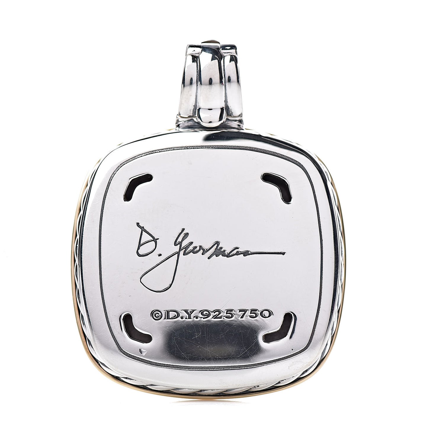 Sterling Silver 18K Yellow Gold Obsidian 27mm Albion Enhancer Pendant