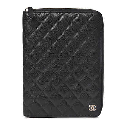 Chanel Caviar Quilted Zip Around Notebook Agenda Cover Black 1 of 11