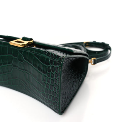 Balenciaga Shiny Calfskin Crocodile Embossed Small Hourglass Top Handle Bag Forest Green 9 of 9