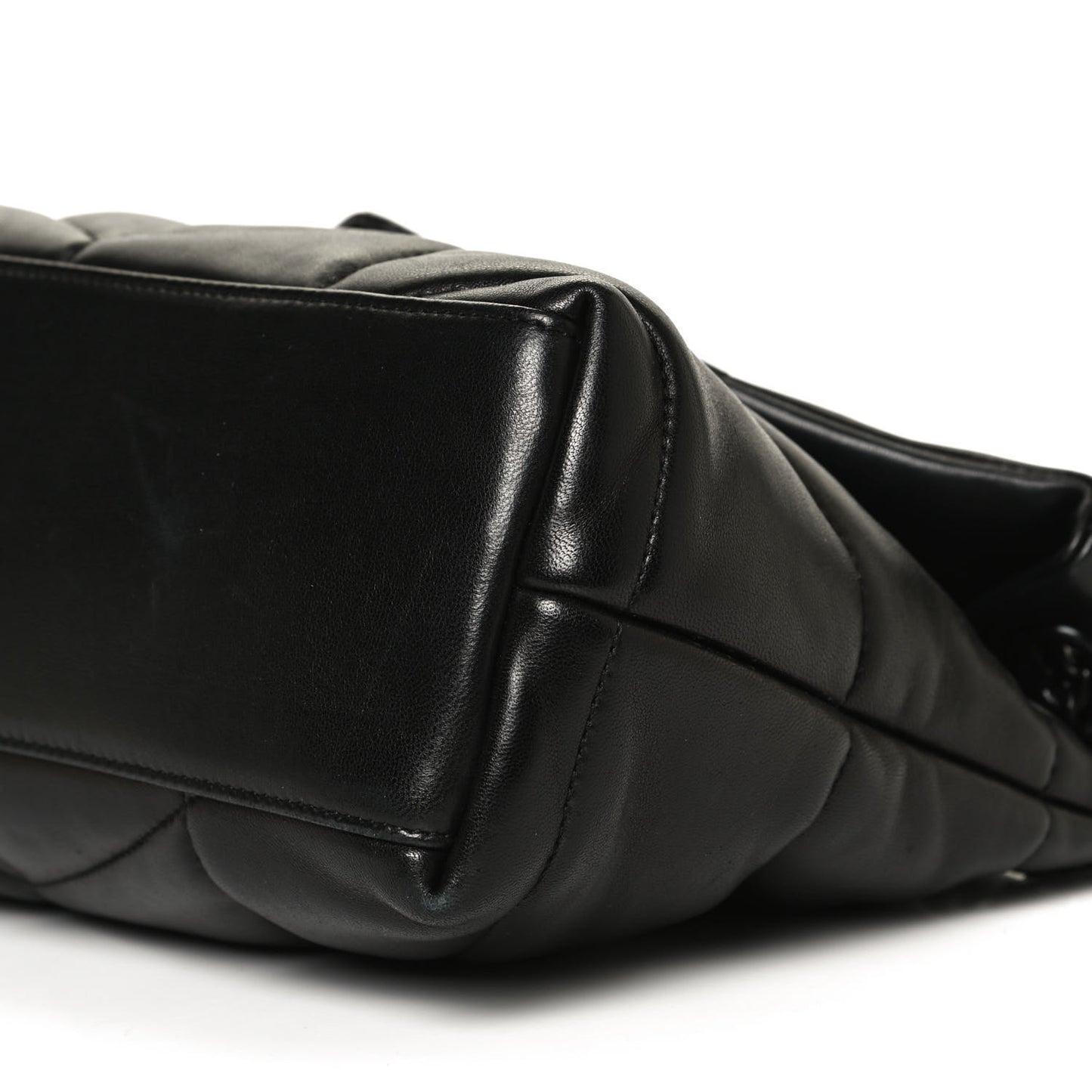 Lambskin Quilted Small Loulou Puffer Monogram Chain Satchel Black