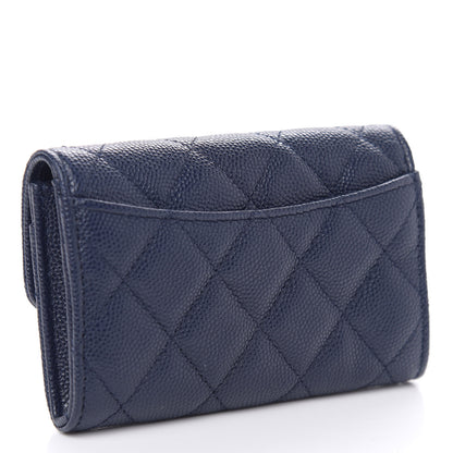 Chanel Iridescent Caviar Quilted Flap Card Holder Dark Blue 3 of 9