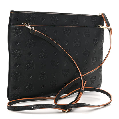 MCM Calfskin Ottomar Monogram Medium Crossbody Pouch Black 3 of 9