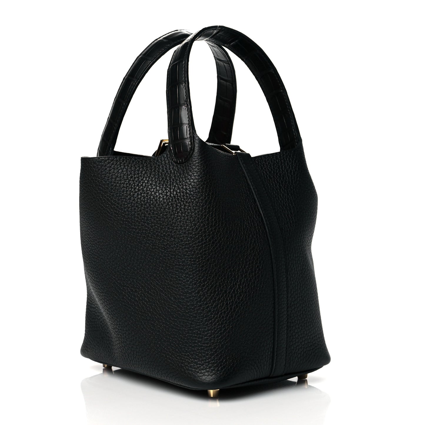 Taurillon Clemence Matte Alligator Picotin Lock Touch 18 PM Black