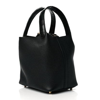 Hermes Taurillon Clemence Matte Alligator Picotin Lock Touch 18 PM Black 3 of 11
