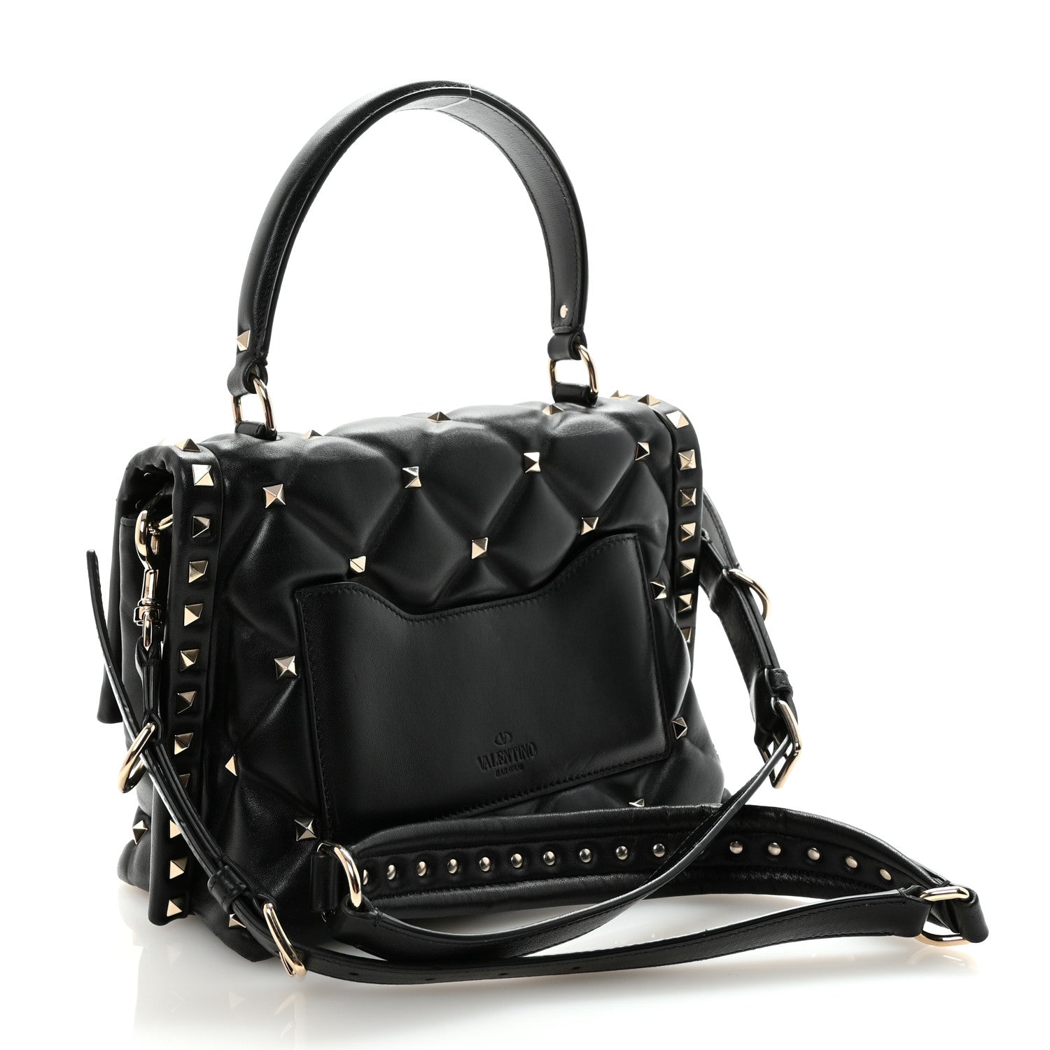 Valentino Garavani Lambskin VLTN Print Candystud Top Handle Bag Black 3 of 9