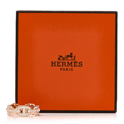 Hermes 18K Rose Gold Diamond PM d'Ancre Enchainee Ring 52 6 9 of 9