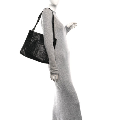 Saint Laurent Crinkled Calfskin Matelasse Monogram Medium Niki Shopper Tote Black 2 of 10