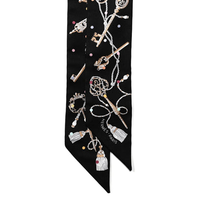 Hermes Silk Les Cles A Pois Twilly Black Beige Rose Multicolor 2 of 4
