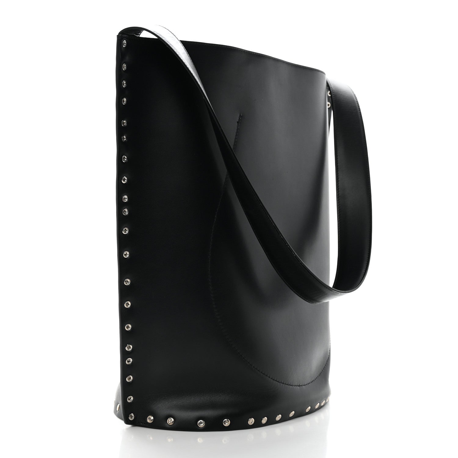 Celine Satinated Natural Calfskin Large Studs Bucket Shoulder Bag Black 2 of 9