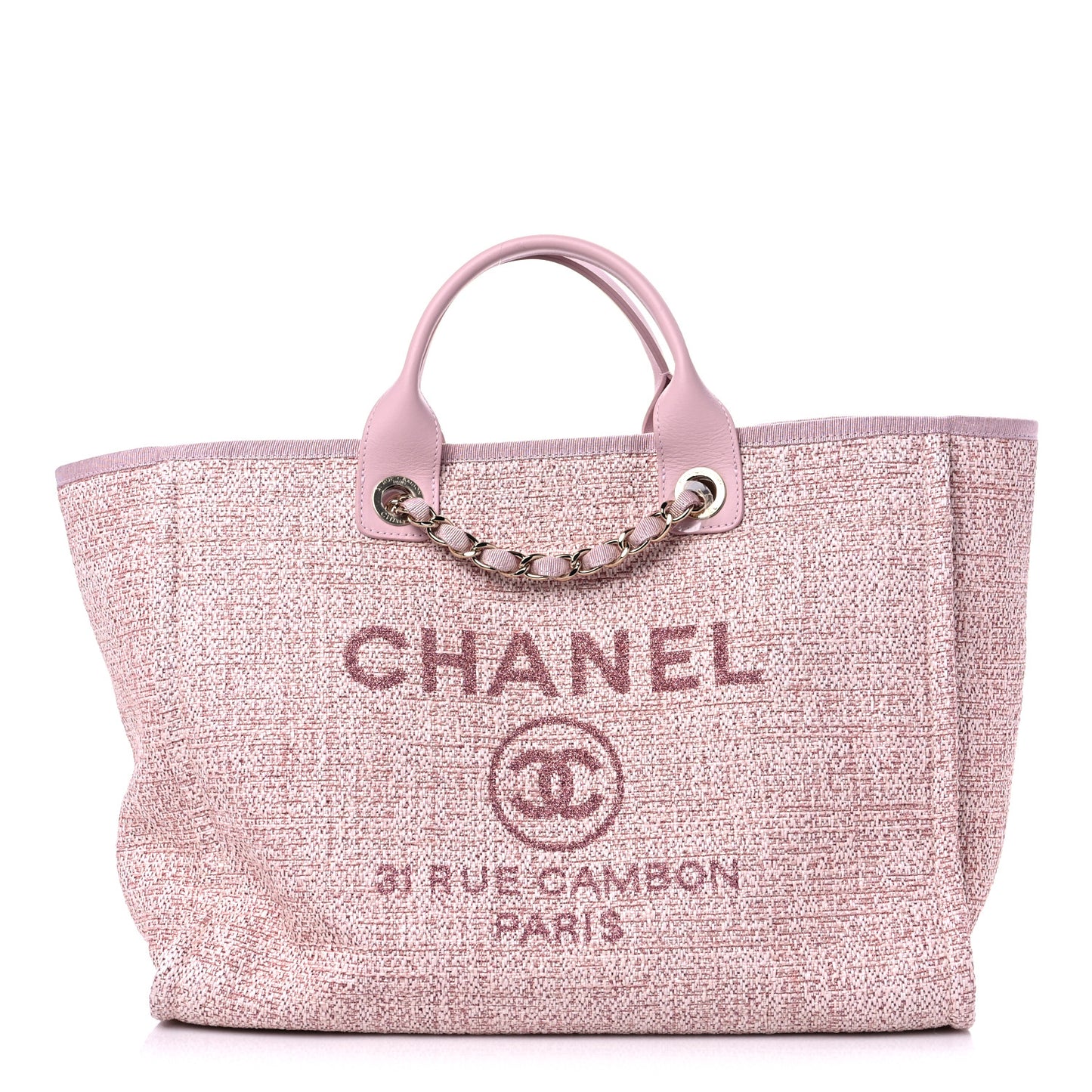 Lurex Boucle Deauville Medium Tote Pink