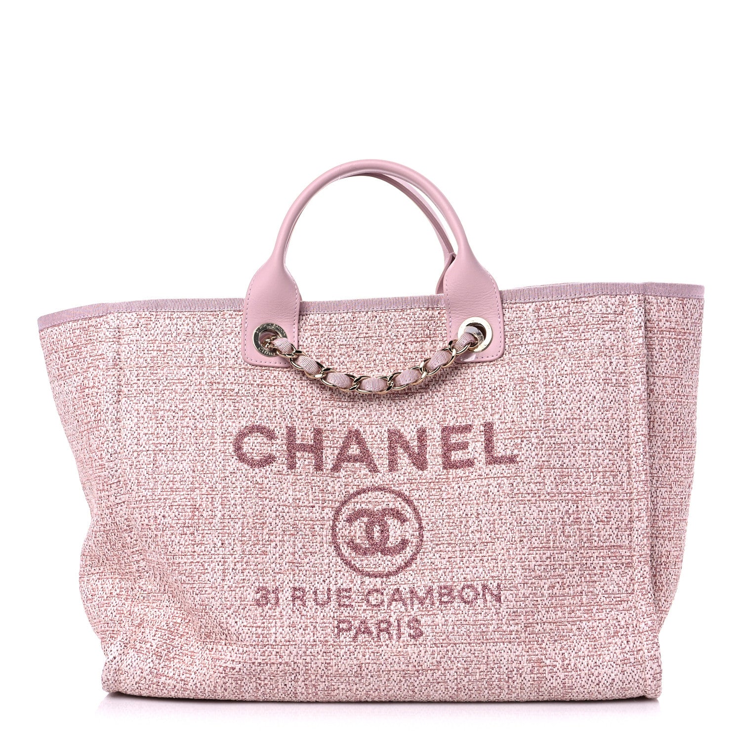 Chanel Lurex Boucle Deauville Medium Tote Pink 1 of 7