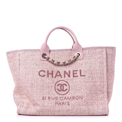 Chanel Lurex Boucle Deauville Medium Tote Pink 1 of 7