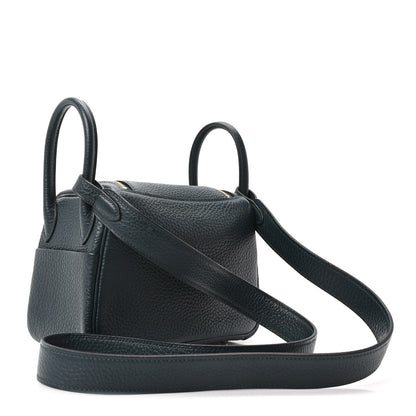 Hermes Taurillon Clemence Mini Lindy 20 Vert Cypress 3 of 11