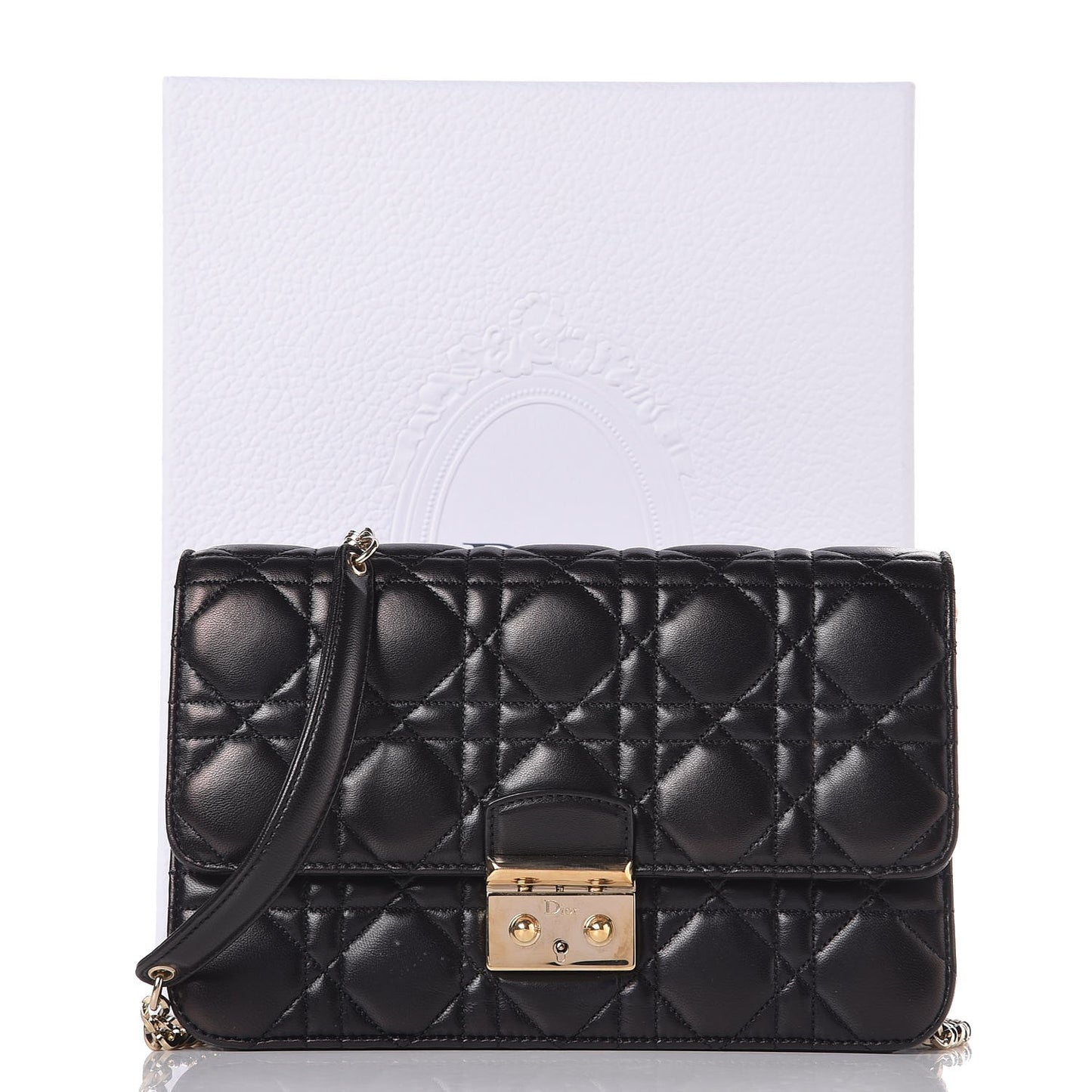 Lambskin Cannage Miss Dior Promenade Pouch Black