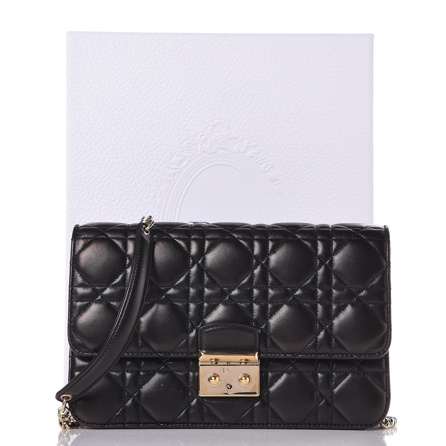 Christian Dior Lambskin Cannage Miss Dior Promenade Pouch Black 8 of 8