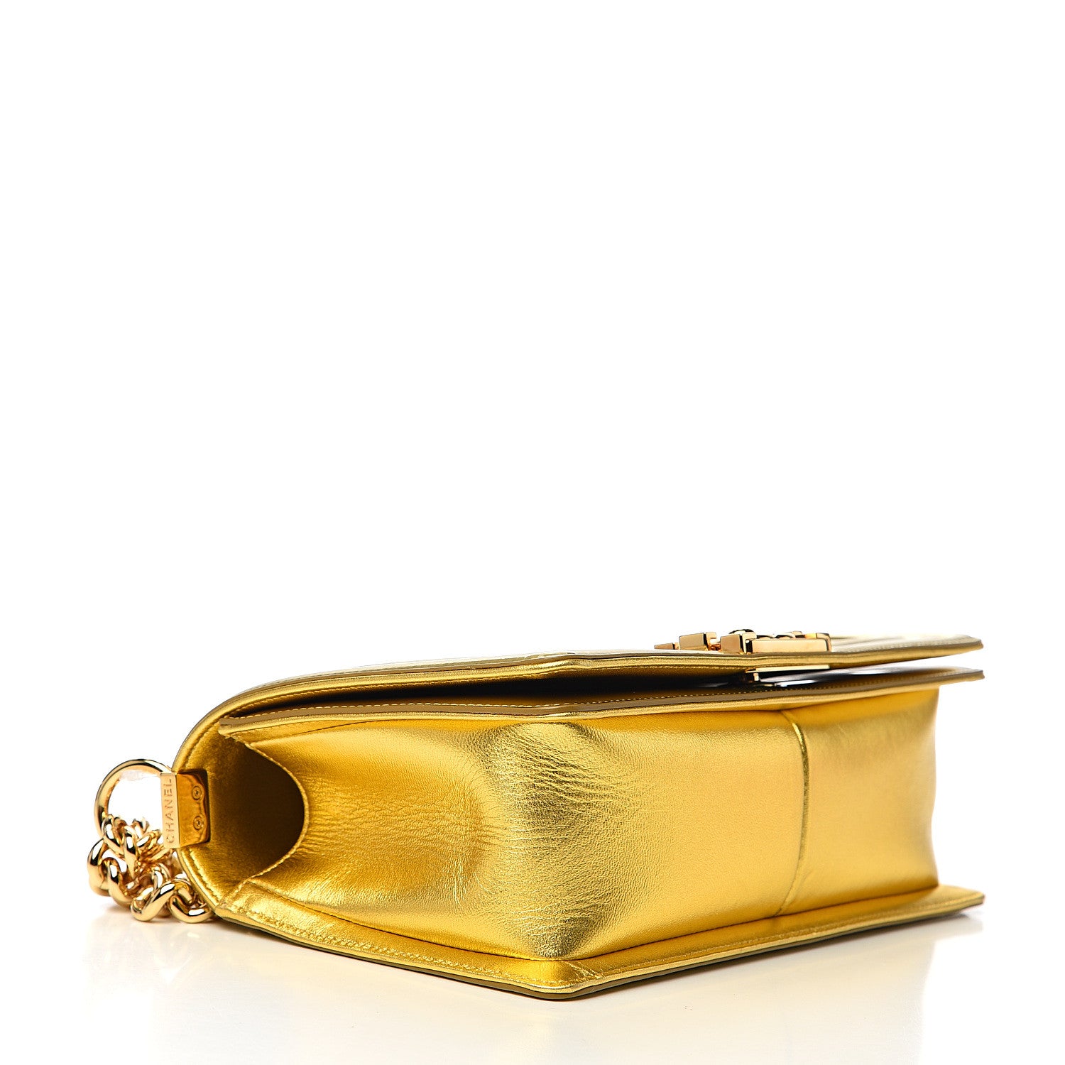 Chanel Metallic Patent Calfskin Quilted Medium Boy Flap Gold 3 of 9