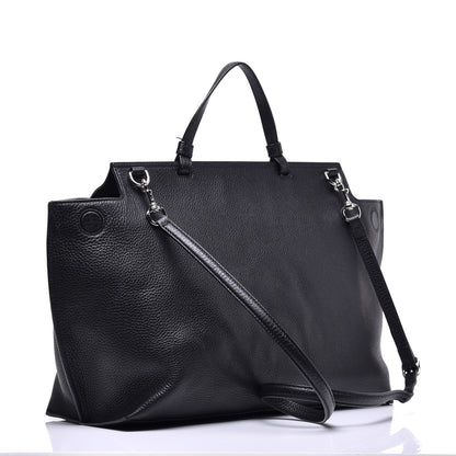Gucci Pebbled Calfskin Large Bamboo Daily Top Handle Bag Black 4 of 11