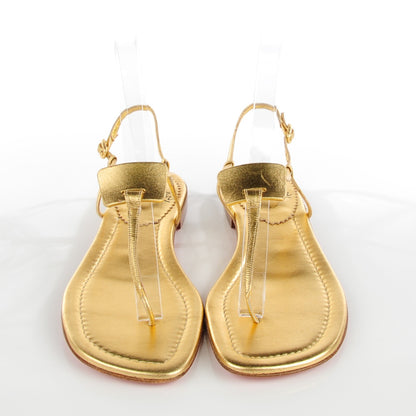 Christian Louboutin Metallic Flat Sandals 38.5 Gold 7 of 12