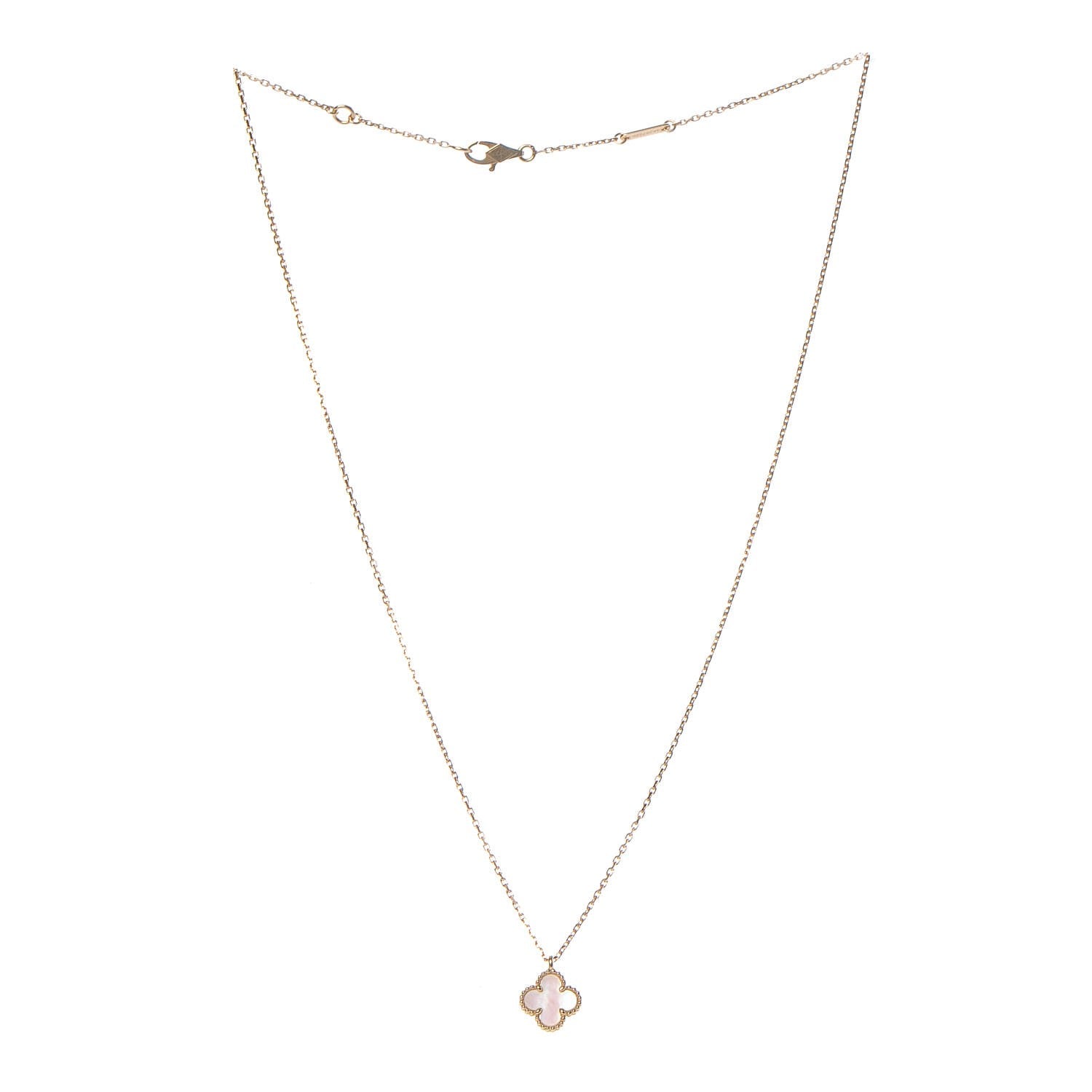 Van Cleef & Arpels 18K Yellow Gold Mother of Pearl Sweet Alhambra Pendant Necklace 3 of 8