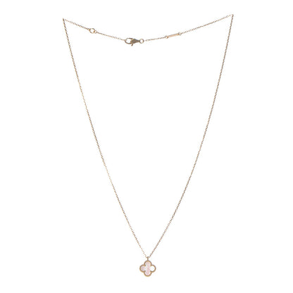 Van Cleef & Arpels 18K Yellow Gold Mother of Pearl Sweet Alhambra Pendant Necklace 3 of 8