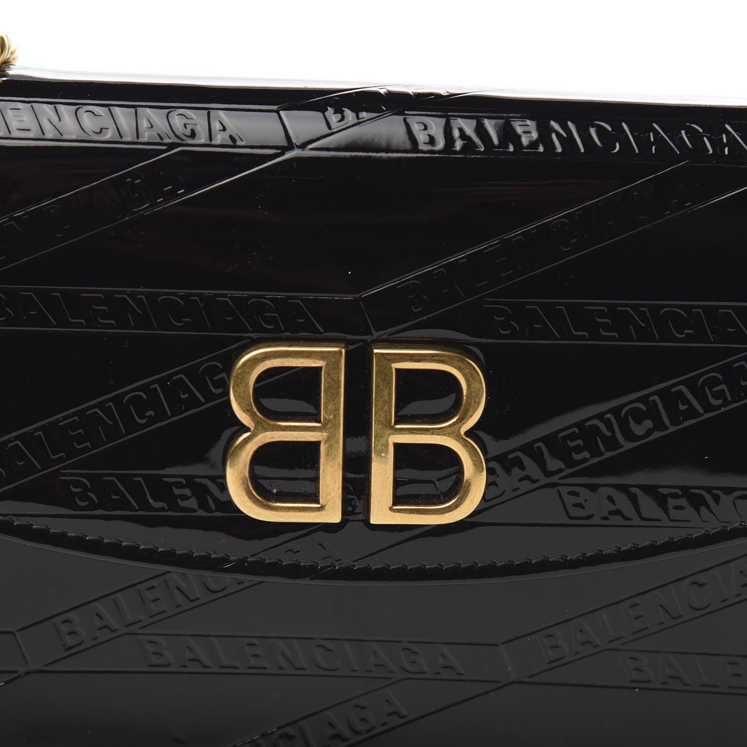 Balenciaga Patent Losange Monogram Embossed BB Wallet On Chain Black 8 of 8