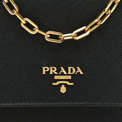 Prada Saffiano Metal Oro Chain Wallet Black 7 of 9