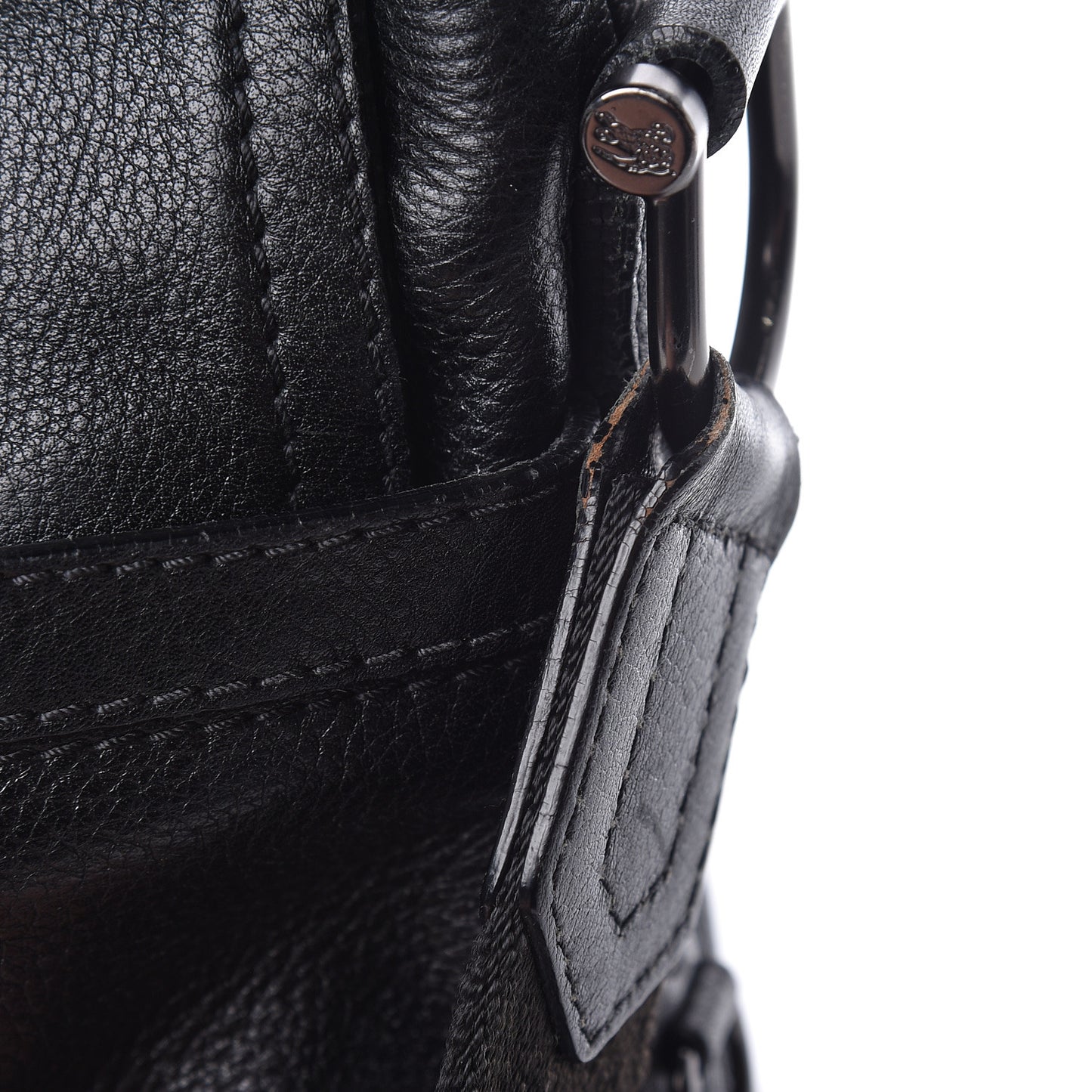 Grainy Calfskin Messenger Bag Black