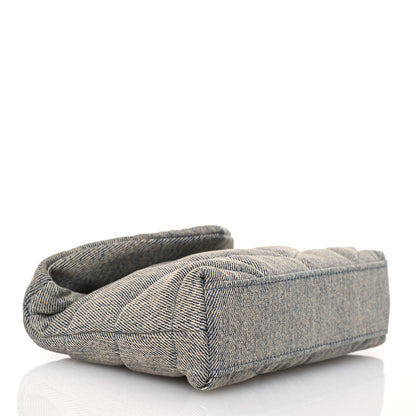 Saint Laurent Denim Quilted Monogram Loulou Puffer Pouch Clutch Blue Gray Light Azur 4 of 7