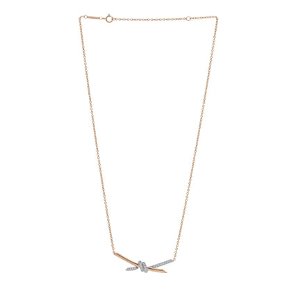 Tiffany 18K Rose White Gold Diamond Knot Necklace 3 of 5