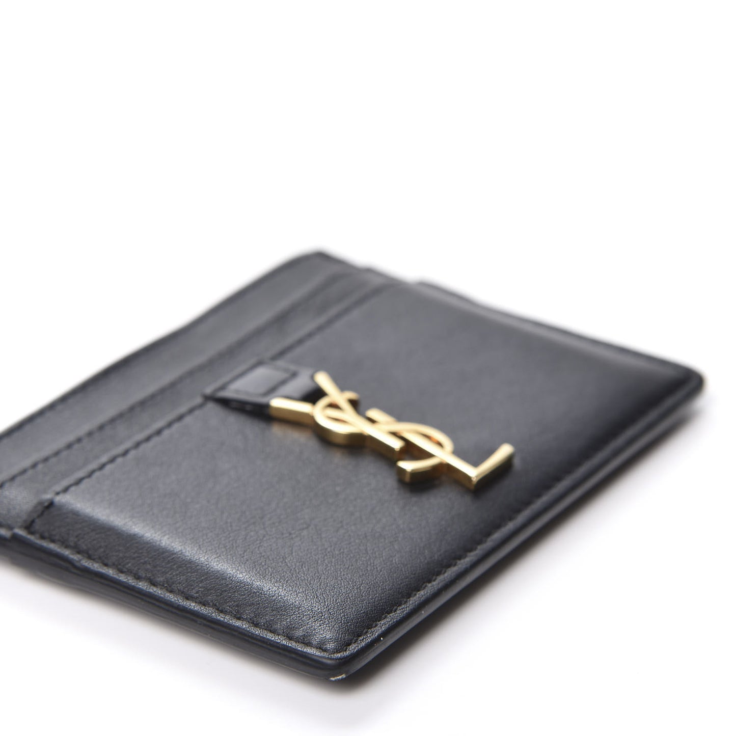 Calfskin Monogram Credit Card Case Black