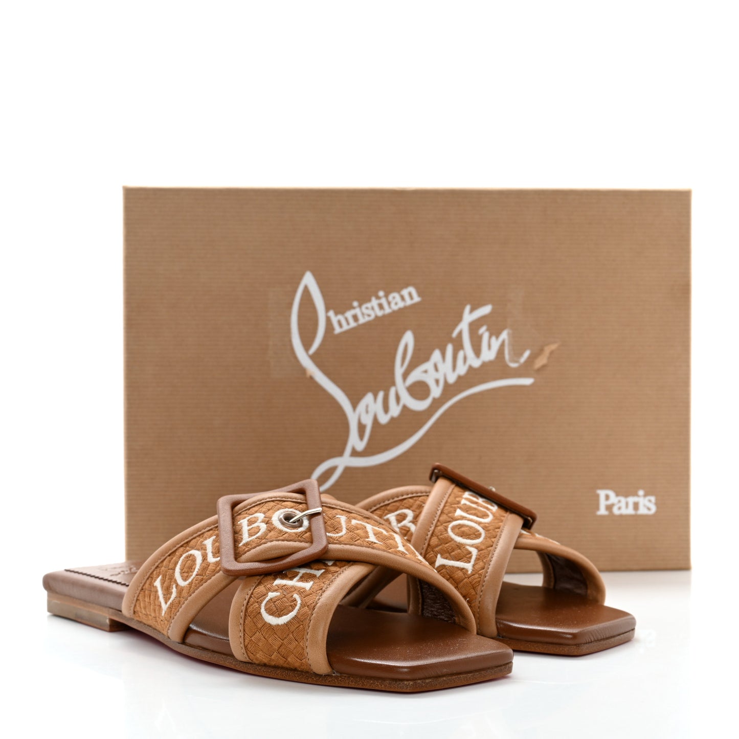 Calfskin Crossimule Flat Slide Sandals 36 Cuoio