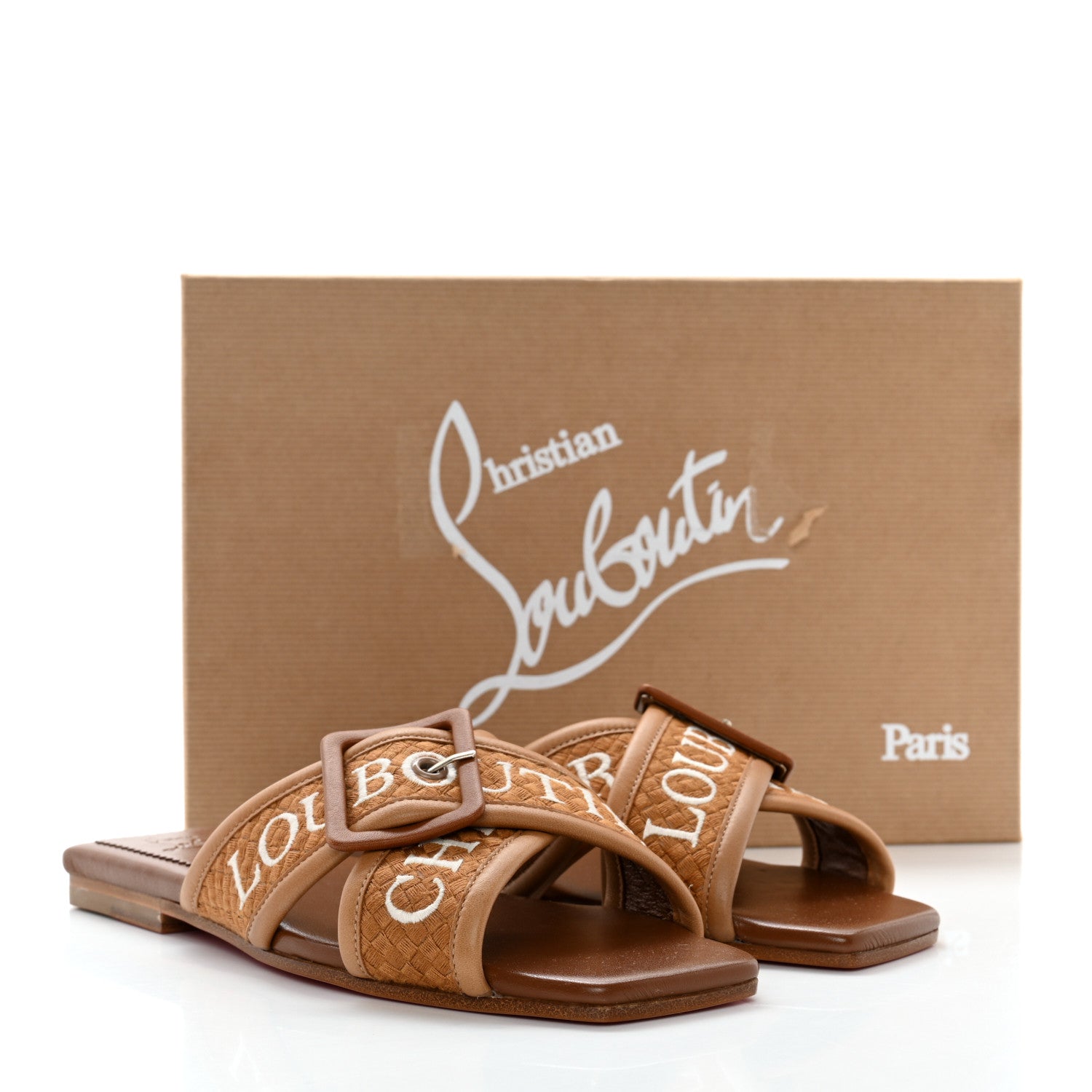 Christian Louboutin Calfskin Crossimule Flat Slide Sandals 36 Cuoio 9 of 9