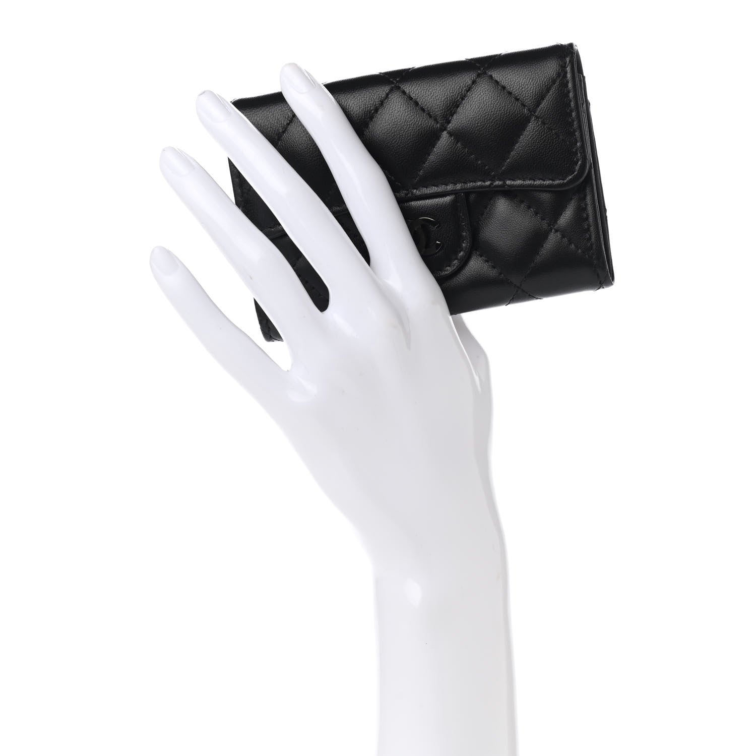 Chanel Lambskin Quilted Flap Card Holder Wallet So Black 2 of 11
