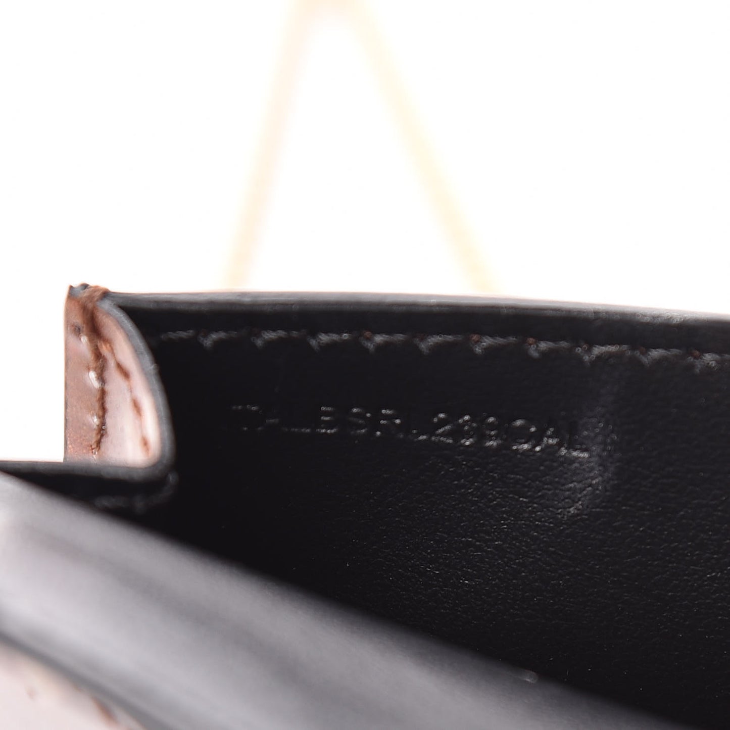 Calfskin Deer Printed Jessie Chain Card Case Malt Brown