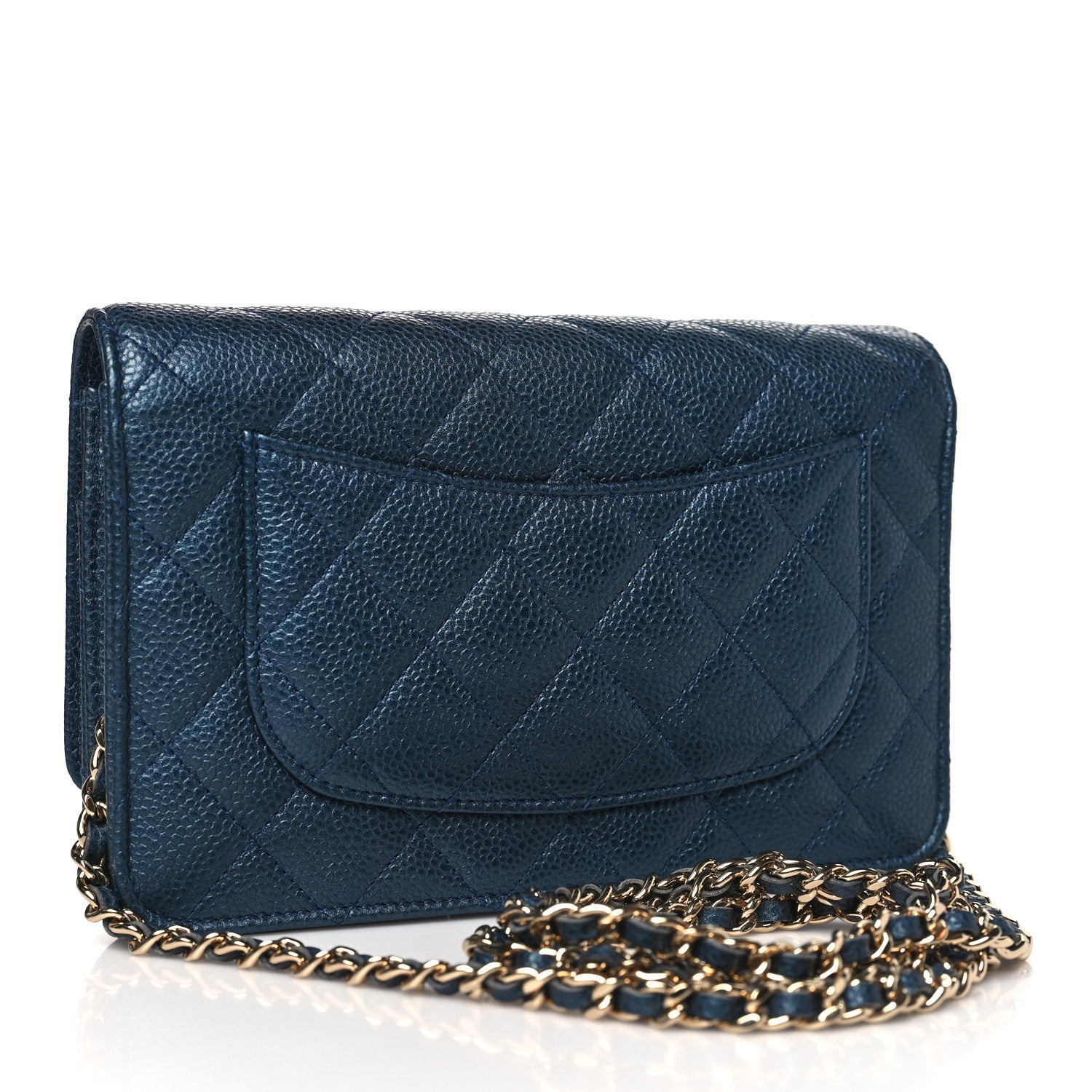 Chanel Caviar Quilted Wallet on Chain WOC Dark Blue 3 of 10