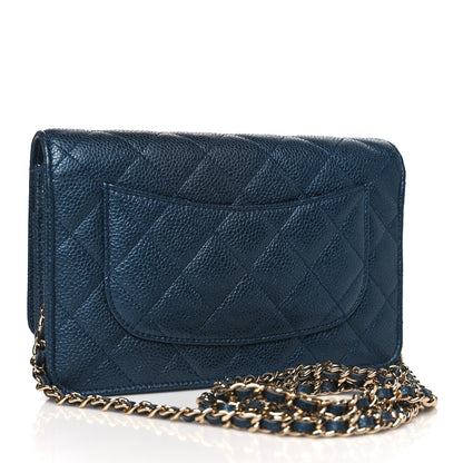 Chanel Caviar Quilted Wallet on Chain WOC Dark Blue 3 of 10