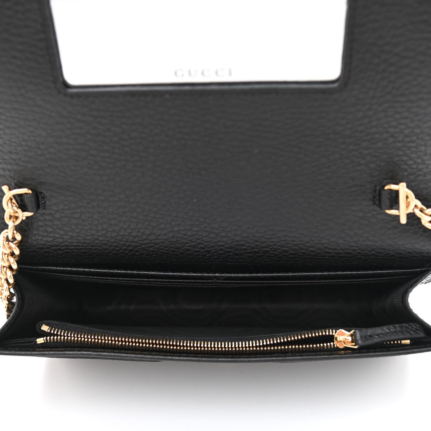 Calfskin Mini GG Marmont Chain Wallet Black