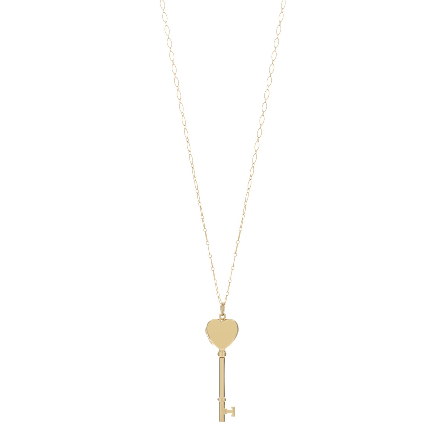 18K Yellow Gold Heart Key Locket Pendant Necklace