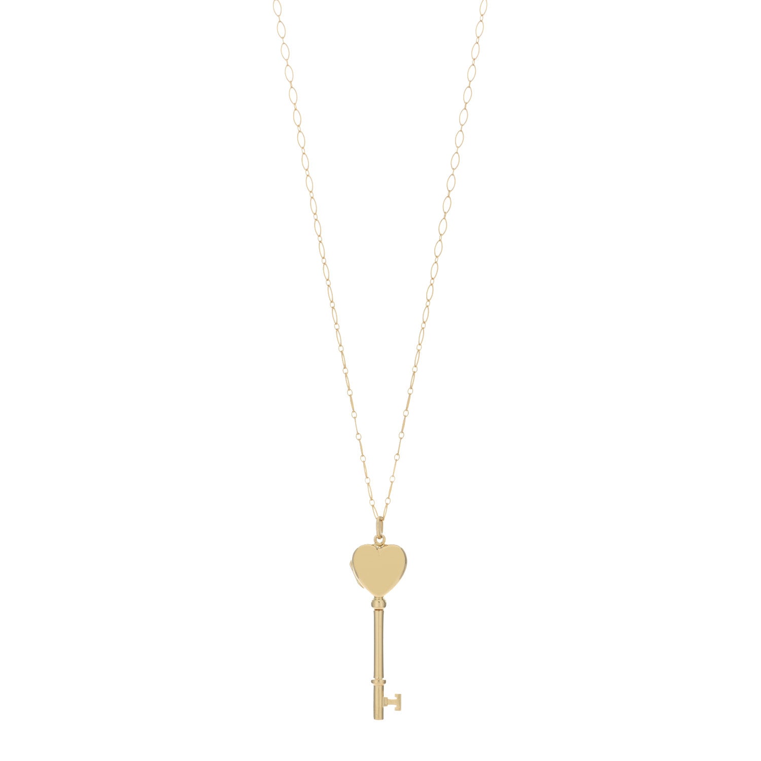 Tiffany 18K Yellow Gold Heart Key Locket Pendant Necklace 1 of 5