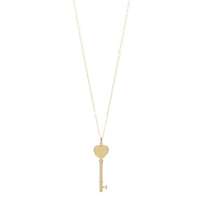 Tiffany 18K Yellow Gold Heart Key Locket Pendant Necklace 1 of 5